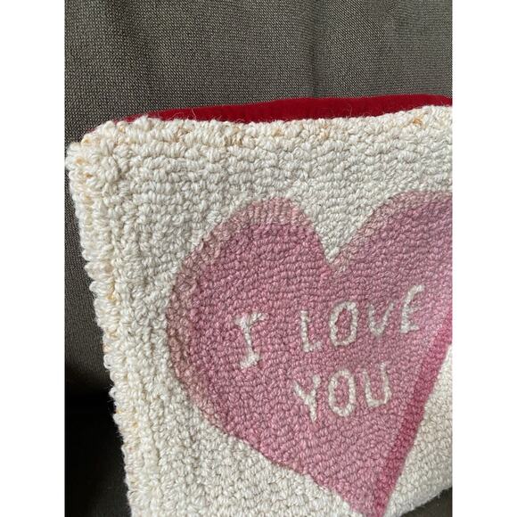 Chandler 4 Corners I Love You Heart Throw Pillow Cover Hooked Wool Laura Megroz - Picture 5 of 8